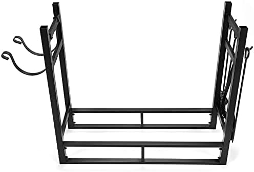 HECASA 33 Inch Firewood Rack w/Kindling Holder Include Shovel Poker Tongs Bru...