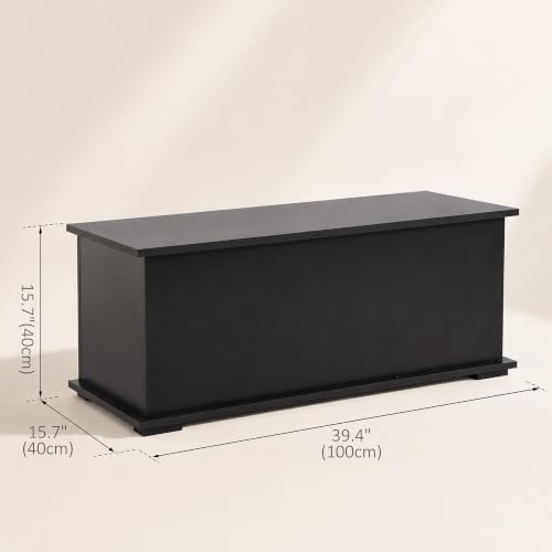 HOMCOM 39.4" Modern Storage Chest, Lift Top Storage Bench, Black