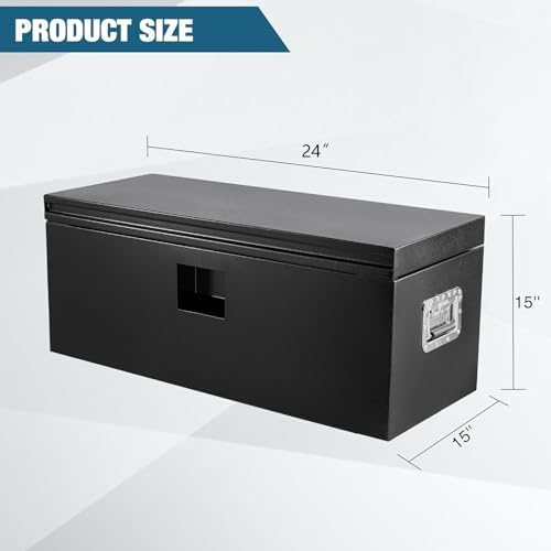 Garvee Black Steel Truck Bed Tool Box, Trailer Tongue Box, Truck Storage Orga...