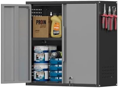 Garage Wall Cabinet, Metal Garage Cabinets with 2 Doors and Adjustable Shelf,...