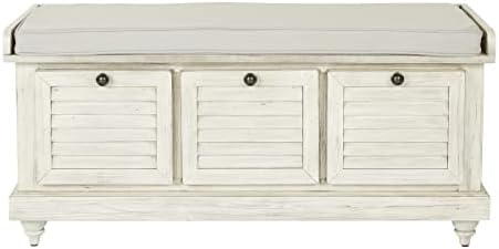 OSP Home Furnishings Dover Coastal Lift-Top Storage Bench with Shutter Face S...