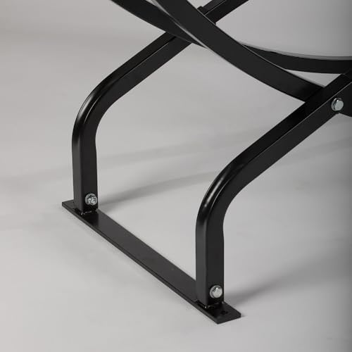 Ash & Ember 8 ft Crescent Firewood Rack, Curved Two-Level Design, Square ...