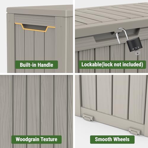 Mars Villa 72 Gallon Deck Box, Outdoor Storage Box, Outside Bin, Grey