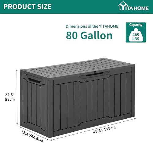 YITAHOME 80 Gallon Resin Deck Box