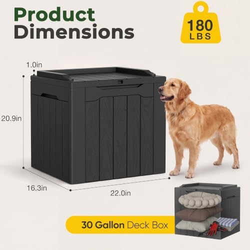 Flamaker 2 Pack Deck Box 31 Gallon Waterproof Resin Storage Box with Lid