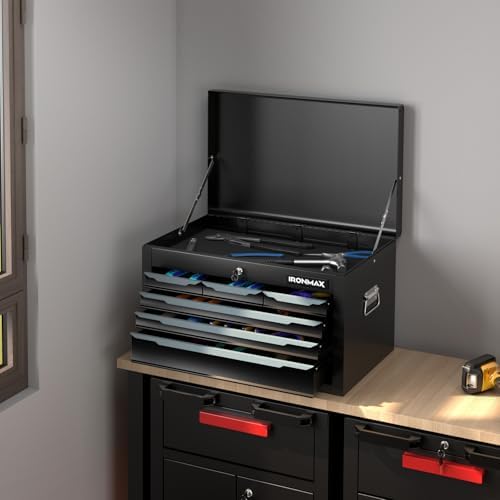 Goplus Tool Box, 24” 6-Drawers Steel Tool Chest w/Top Tool Tray,Automatic Loc...