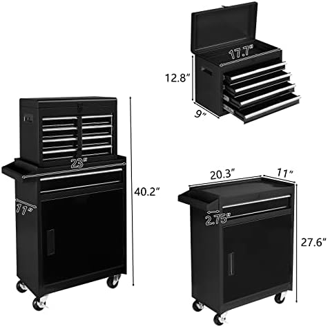 TUFFIOM 5-Drawer Rolling Tool Chest, Tool Storage Cabinet w/Drawers, Lockable...