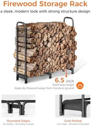 Firewood Rack,4ft Heavy Duty Fire Wood Storage Racks for Indoor Outdoor,Metal...