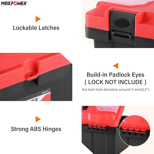 MAXPOWER 2-Pc Plastic Tool Box, 12" Small & 17" Portable Toolbo...