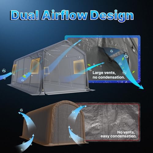 ADVANCE OUTDOOR 10X20 ft Carport Heavy Duty Outdoor Patio Portable Canopy Sto...
