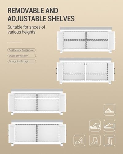 Hzuaneri 39.4" Shoe Storage Bench, with Soft Padded Seat Cushion & D...