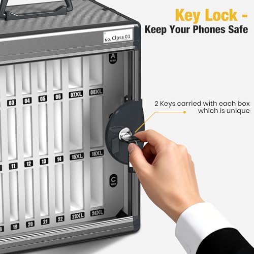 Glosen 24 Slots Cell Phone Storage Locker for Classroom, Portable Phone Locke...