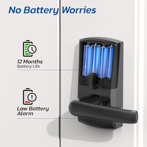 Keypad Smart Door Lock with Handle, Fingerprint Keyless Entry Digital Lock fo...