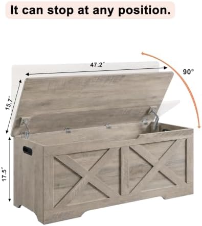 Timberer 47.2" Storage Chest, Wooden Storage Bench, Entryway Shoes Bench