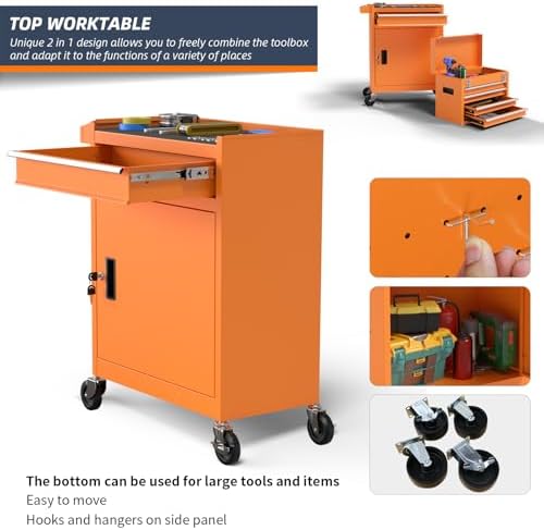 5-Drawer High Capacity Rolling Tool Chest, Removable Cabinet Storage Tool Box...