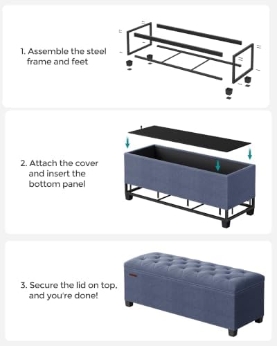 SONGMICS Storage Ottoman Bench, Foot Rest with Legs, Load up to 661.4 lb
