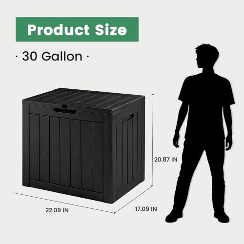 30 Gallon Outdoor Storage Box, Waterproof Resin Deck Box with Side Handles, L...