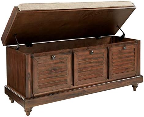 OSP Home Furnishings Dover Coastal Lift-Top Storage Bench with Shutter Face S...