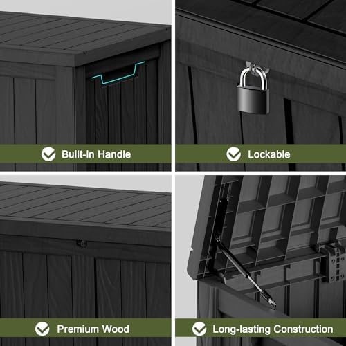 150 Gallon Outdoor Storage Box Waterproof Lockable Resin Deck Box Large, Pati...