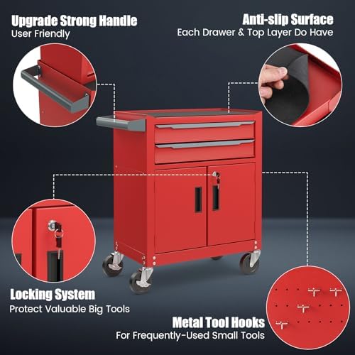 ERGOMASTER Large Rolling Tool-Chest with 6 Drawers Heavy Duty Tool-Cabinet on...