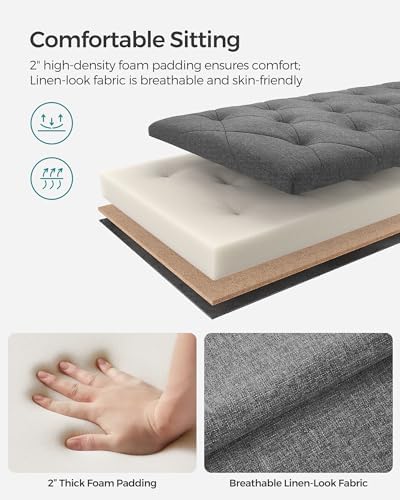 SONGMICS Storage Ottoman Bench, Foot Rest with Legs, Load up to 661.4 lb