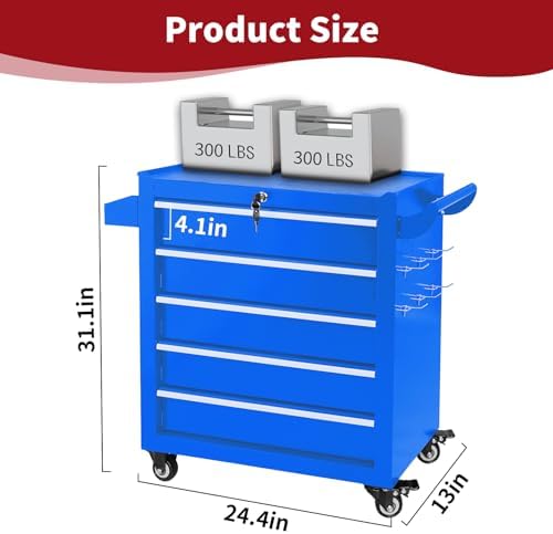 Rolling Tool Chest with Wheels, 5 Drawers Metal Tool Box(Assembly Required)