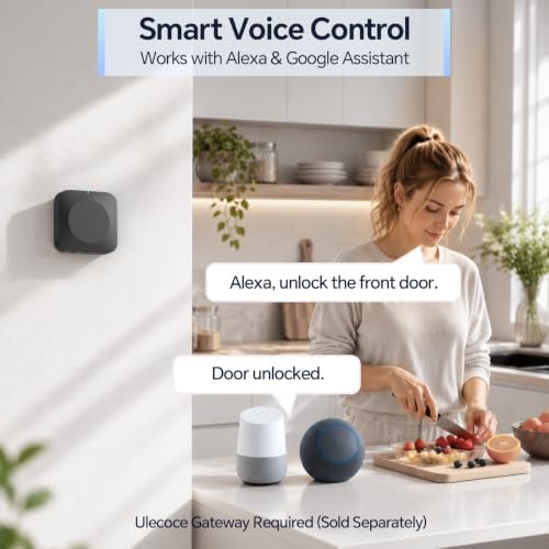 Ulecoce U68 Fingerprint Keypad Deadbolt with Knob Set, Matte Black