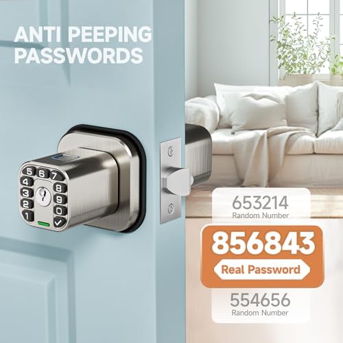 Richelock Square Door Knob with Keypad, Keylees Entry Door Lock with Cylinder...
