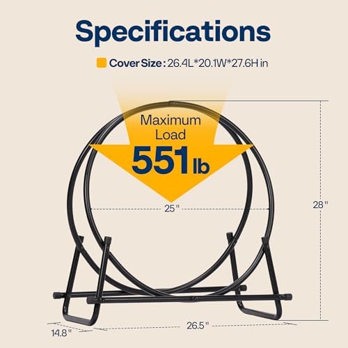 VIVOHOME 28 Inches Firewood Log Rack Hoop with Cover
