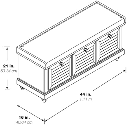 OSP Home Furnishings Dover Coastal Lift-Top Storage Bench with Shutter Face S...