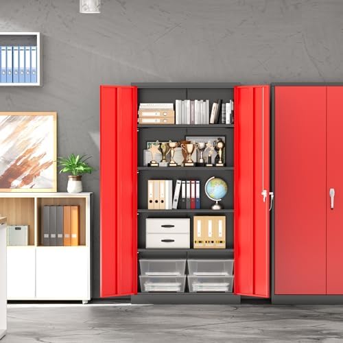 INTERGREAT Metal Garage Storage Cabinet with Lock, 72" Storage Cabinet w...