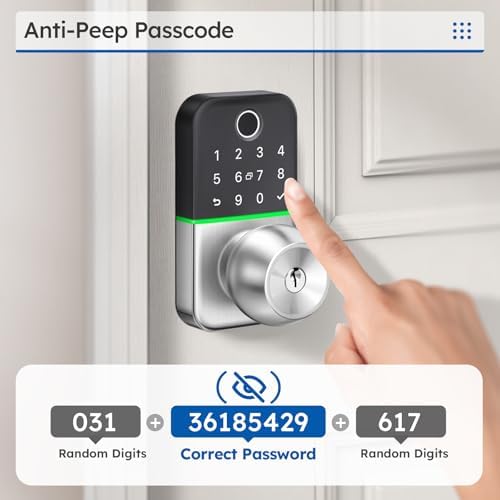 Keypad Smart Door Lock with Knob: Kucacci Keyless Entry Fingerprint Lock