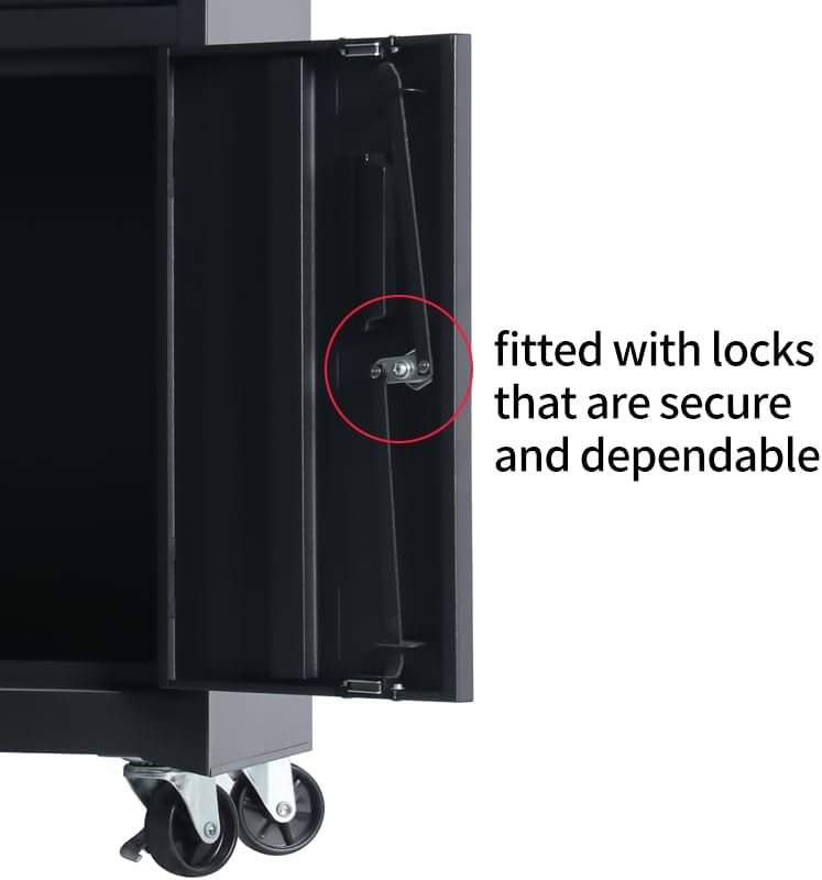 1 Drawer Tool Chest Heavy Duty Cart Steel Rolling Tool Box with Lockable Door...