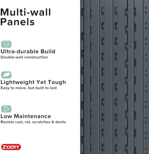 Outdoor Storage Cabinet with 2 Shelves, Waterproof Resin Vertical Tool Shed, ...