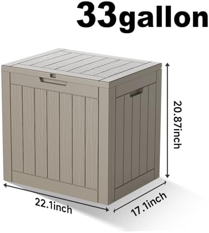 EasyUp 33 Gallon Indoor Outdoor Storage Box Waterproof Deck Box