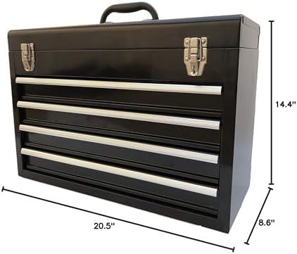 Workington Portable Metal Tool Chest with 4 Drawers, 20" 4-Drawer Tool C...
