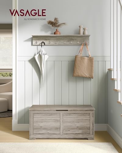 VASAGLE Storage Chest, 39.4 Inches Width Bench with 2 Safety Hinges