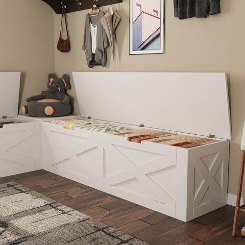 Bobve L-Shape Storage Bench with Cushion, Backless Corner Dining Bench, Kitch...
