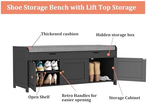 HOMEFORT 41.3" Shoe Bench with Lift Top Storage, Entryway Bench with Cus...