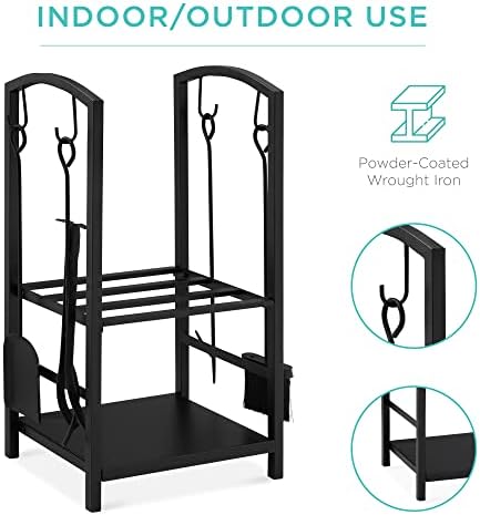 Best Choice Products 5-Piece Indoor Outdoor Wrought Iron Firewood Log Storage...