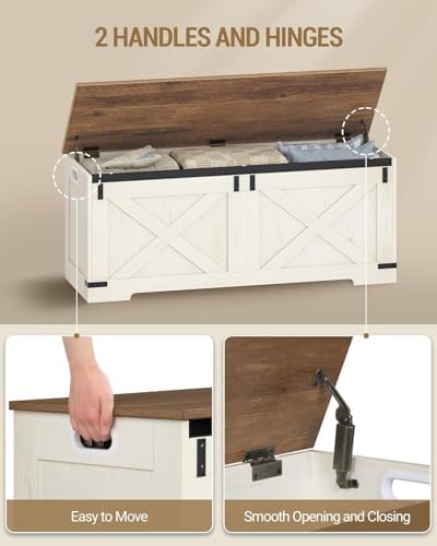 Hzuaneri 47" Farmhouse Storage Chest and Bench | 59 Gal | 330lb Seat