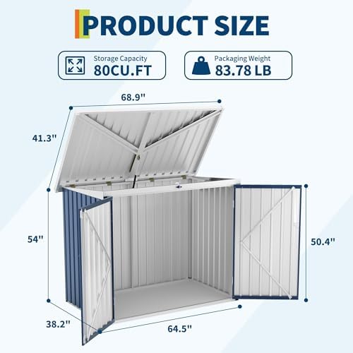 Outdoor Trash Can Storage Box with Lock Latch & Sloped Roof, Outdoor Stor...