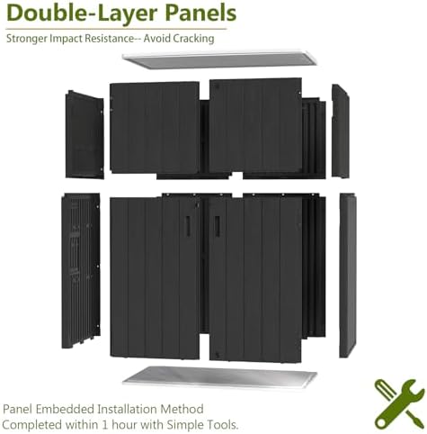 ZZM 57 Cu.ft Outdoor Storage Shed with Floor HDPE Double-Wall Resin Sheds Out...