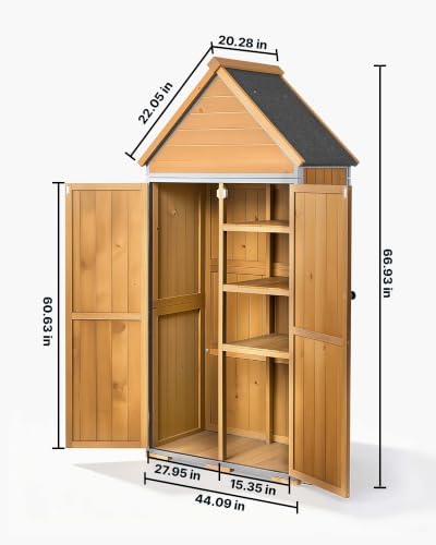 VEVOR Outdoor Storage Shed, 30" x 66.93" Wood & Metal Garden To...