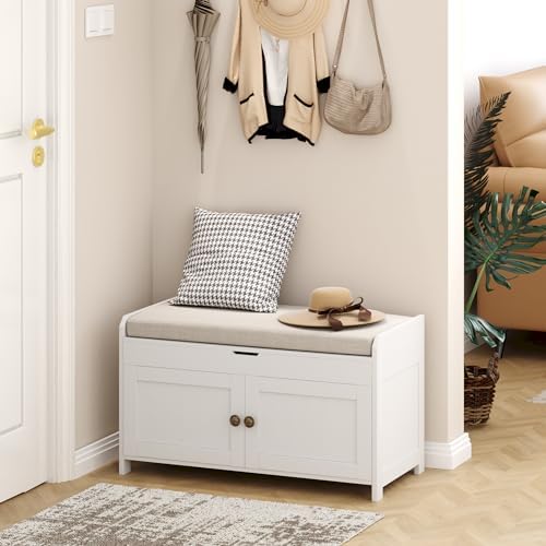HOMEFORT 30" Shoe Bench with Lift Top Storage, Entryway Bench with Cushi...