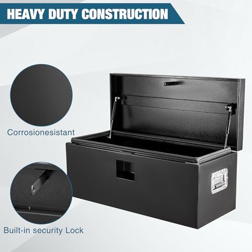 Garvee Black Steel Truck Bed Tool Box, Trailer Tongue Box, Truck Storage Orga...