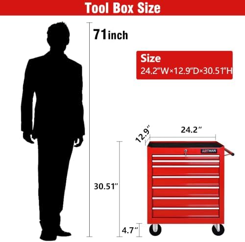 7 Drawers Rolling Tool Cart on Wheels, Multifunctional Organizer Tool Chest T...