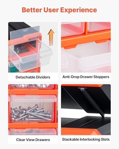 VEVOR 18-Drawer Storage Organizer, Plastic, Drawer Storage Cabinet for Garage...