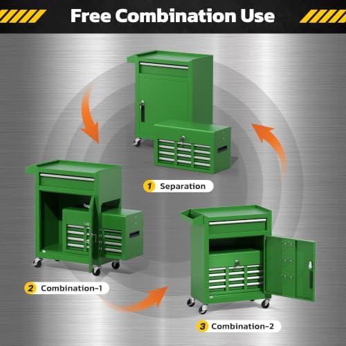 Greenvelly Tool Chest, 5-Drawer Rolling Tool Chest with Hooks and Lockable Wh...