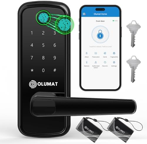 Smart Door Lock, OLUMAT Keyless Entry Door Lock Fingerprint Door Lock with Ke...